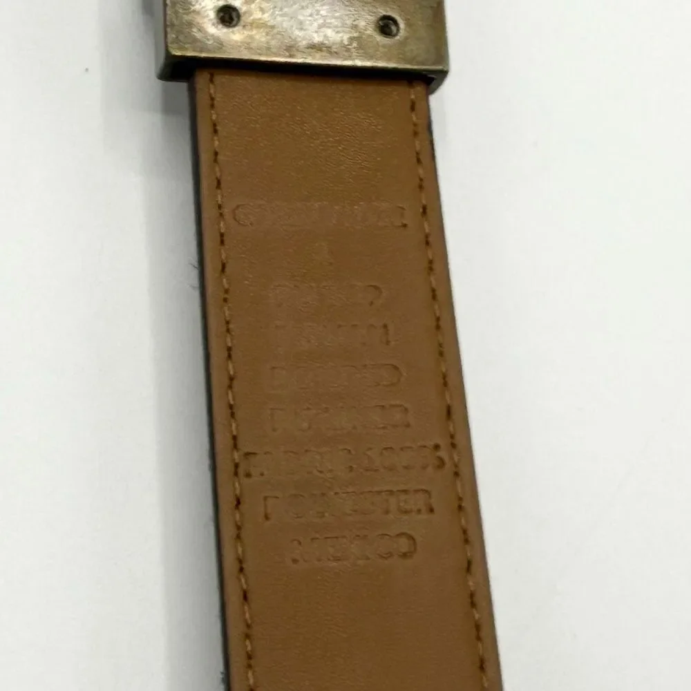 Columbia Genuine Leather Tan Belt Canvas Navy Blue Red Collegiate Men’s US 34 /